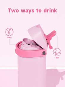 Meoky 24oz Vacuum Insulated Water Bottle With 2-In-1 Straw And Spout Lid, Insulated Cup, Keep Cold 24H, Leak-Proof, Fits In Car Cup Holder, Stainless Steel Tumbler For Sports, Travel, And School - 淺粉色 - 查看 4