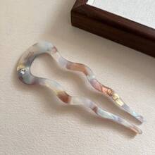 奢華醋酸纖維波浪髮夾 | 優雅法式風格女士髮叉 | 時尚髮飾，可用於固定髮髻與盤髮造型 | 適合日常配戴、婚禮與正式場合 | 耐用設計，長久使用 | 經典設計提升髮型質感，新娘配件 - 多色B - 查看 4