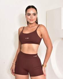 Seamless Front Fitness Set, Zero Transparency, Lined Top - 鏽棕色 - 查看 2