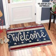 1PC Holiday Independence Day Gifts: Blue, White, And Red Striped Star Shaped Home Decor Carpet Mats, Entrance Mats, Door Mats, Soft Kitchen Mats, Bedside Carpets, Laundry Room Carpets, Machines - 1PC - Xem 5