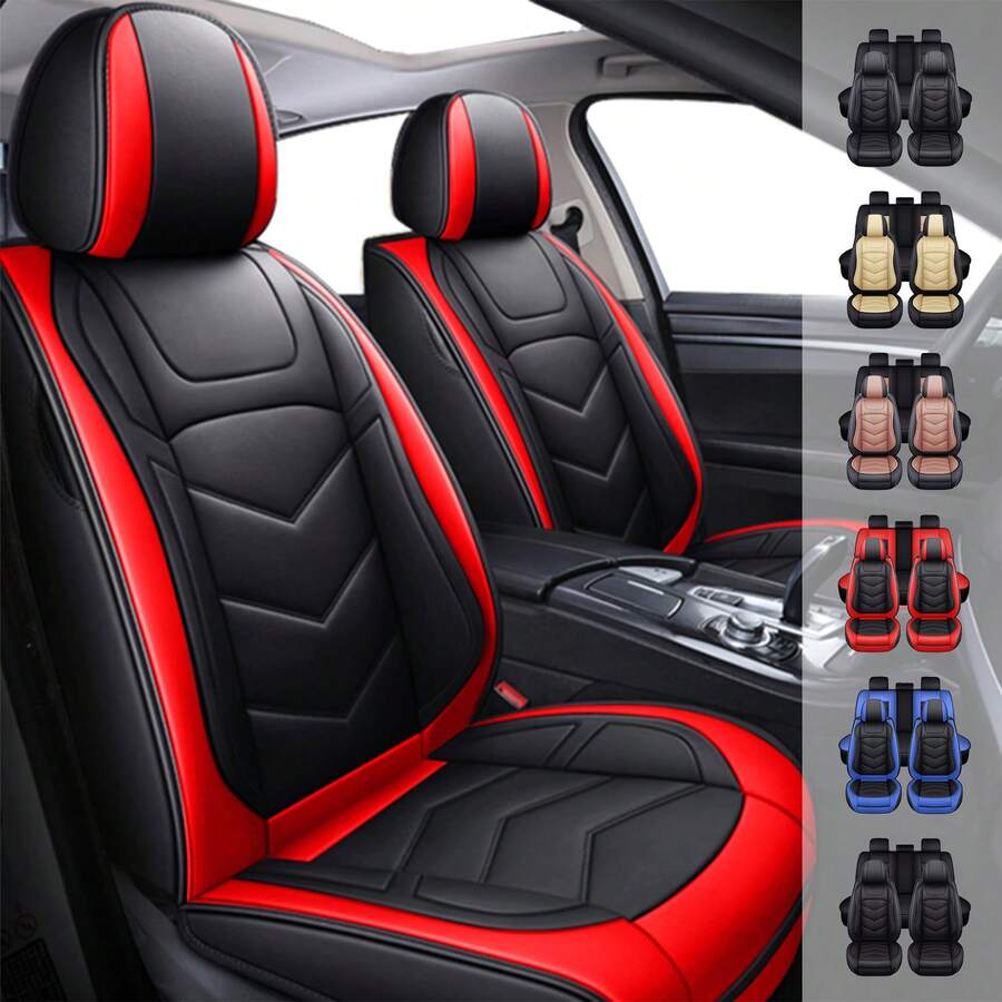 Universal Car Seat Covers For 5-Seat Vehicles Full Coverage Seat Cushion Front&Rear Seat Protector,Fit For Most Sedan SUV Truck Or Nissans Altima Leaf VW Golf Acura And More - 紅色 - 查看 1