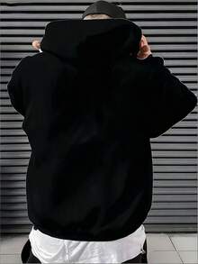 280G Heavyweight Men'S Hoodie Sweatshirt |   Double-Sided Print Adjustable Drawstring Kangaroo Pocket Featuring God'S Promises Bible Verses And Crown Design |   Gothic Streetwear Style Casual Sportswear Autumn And Winter Soft And Warm Essentials Hoodie Hoodie Women Sweatshirts Women Hoodies Men's Hoodie Sweatshirts Men Essentials Fear - màu đen - Xem 3
