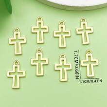 20/50/100 个 KC 金色金属合金迷你空心十字架吊坠，DIY 珠宝制作配件，适用于手链和耳环，11x17 毫米。 - 黃色 - 查看 3