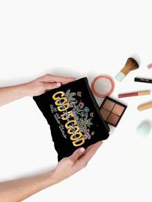 1 pieza Bolsa de maquillaje cristiana inspiradora | "Dios es bueno todo el tiempo, todo el tiempo" Bolsa de cosméticos religiosa con estampados de versículos bíblicos florales | Organizador de viaje multifuncional con cremallera y portátil | Multicolor | Para uso diario/viaje/campus | Adecuado para uso diario, viajes, vacaciones, viajes de negocios, transporte y vida universitaria | Regalo perfecto para mujeres en días festivos/Día de San Valentín/aniversarios, Domingo de Pascua, Día de la Madre - Multicolor - Ver 7