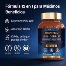 GWYNNE Elfleaf 12 In 1 Magnesio Complex 120 Cápsulas|citrato De Magnesio Polvo,glicinato De Magnesio,gluconato De Magnesio Y Óxido De Magnesio Y Más| / Magnesio Chelate-1500mg Magnesium - 120 unidades - Ver 4