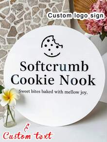 1pc Customizable Acrylic Sign, 1pc Customizable Matte Black & White Acrylic Sign, Wall-Mounted Entrance Signage, For Commercial Use, Customizable Text And Logo - Multicolor - View 2