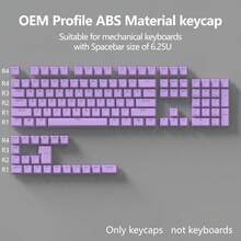 OEM高度ABS键帽套装，透光背光键帽，适用于Cherry MX十字轴，兼容61/87/104键机械键盘，适配6.25U空格键 - 查看 7