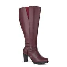 Women Wide Fit Boots & Booties - Burgundy - View 5