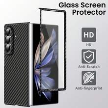 1pc Carbon Fiber Texture Magnetic Phone Case With Tempered Glass Film, Unisex Anti-Drop Fashionable High-End Versatile Phone Case, Suitable For Samsung Galaxy ZFold3 ZFold4 ZFold5 ZFold6 ZFold7 - Coarse Texture - Multi-color - View 6