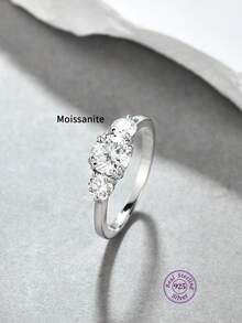 Anillos Trinity; Anillos de Moissanita; Tono plateado; Anillos de compromiso; Anillos de promesa; Joyería minimalista; Regalos de Ramadán; Festivales de buen augurio; Anillos apilables al estilo de Dubái. - Plata antigua - Ver 3