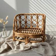 Newborn Baby Boho Style Chair Handmade Vintage Rattan Woven Posing Sofa Photography Props Studio Furniture - Multicolor - View 7