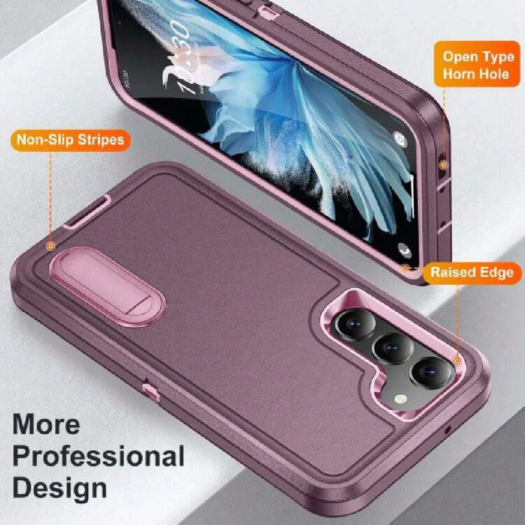 Case For Samsung Galaxy S23 Plus S23+ Capa Case - Built-In Stand With Two Screen Protectors - Pink, 41813044 - Red and White - View 2