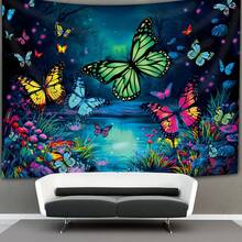 1 tấm thảm trang trí hình bướm ao phát sáng trong bóng tối, kích thước lớn, thích hợp treo tường trang trí phòng khách, ký túc xá. - 3 - Xem 2