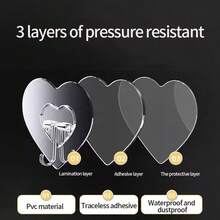 Heavy Duty Adhesive Hooks - Transparent Plastic Suction Cups, Thickened Heart-Shaped Wall Mounting, Suitable For Kitchen And Bathroom Storage, Multi-Function Hooks, Easy Installation, Modern Style - One Size Fits All - View 7