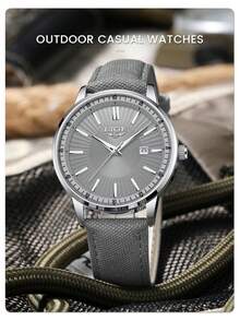 LIGE Men's Fashion Brand Watch Luminous Date Quartz Waterproof Men's Watch - Silver - View 9