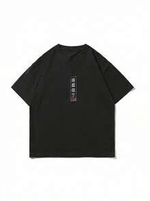 Fractyr Men's Fashionable Printed Loose Short Sleeve T-Shirt | Exquisite Design | Racing Car & Cherry Blossom Print | Summer Essential | Easy To Match, Showcase Your Style - Black - View 4