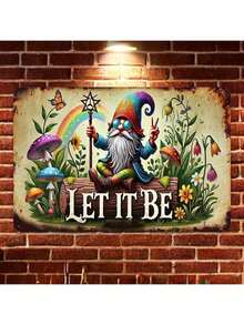 1pc "Make It Happen" Dwarf Vintage Wall Decor Sign, Vintage Metal Wall Art Suitable For Outdoor, Patio, Yard, Porch, Garage, Home, Cafe, Bar, Club, Farm, Garden - Metal Wall Decor Plaque, Perfect For Holiday Gifts - Multicolor - View 2