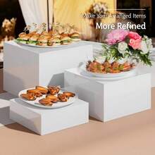 Senmeo 6pcs Nesting Buffet Risers - Space-Saving Stackable Design & Hollow Bottom Construction - Tiered Height (1" To 8") - Multi-Level Display Stands For Dessert Tables, Weddings, Retail - 6件-白色 - 查看 1