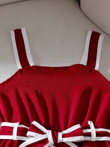 Tween GirlsFashion Casual Minimalist Belted Romper - Burgundy - View 3