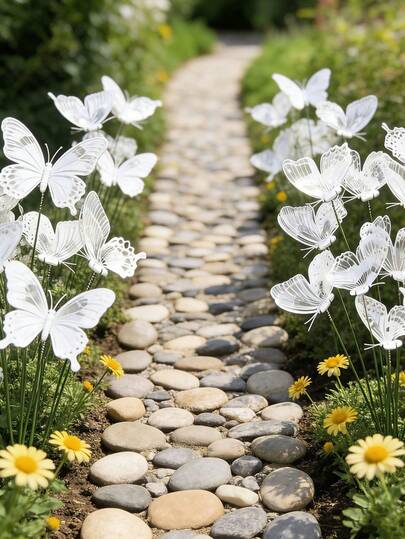 12pcs 3D White Butterfly Decorative Stakes, Artificial Butterfly Decor Suitable For Bouquets, Indoor/Outdoor Garden, Potted Plants, Home Decor, Bendable Butterfly Decoration Stakes