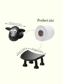1PC/2PCS/3PCS Simple And Adorable Sheep-Shaped Paper Towel Rack, Roll Paper Rack, Creative Living Room Coffee Table, Kitchen, Bedroom Household Paper Towel Rack, With Cute And Interesting Design. Saves Space. - Black - View 6
