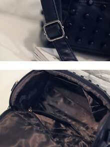 Rivets Small Square Bag New Korean Version Of The Shoulder Crossbody Bag Soft Leather Ladies Handbag - Black - View 2