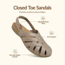 Rihero Closed Toe Sandals Women Comfortable Arch Support Fisherman Walking Sandals With Adjustable Strap Crafted From Quality, Durable Material That Resists Daily Wear While Keeping A Smooth, Polished Finish. Ideal For Pairing With Pants, Shorts, And Dresses - Taupe - 查看 7