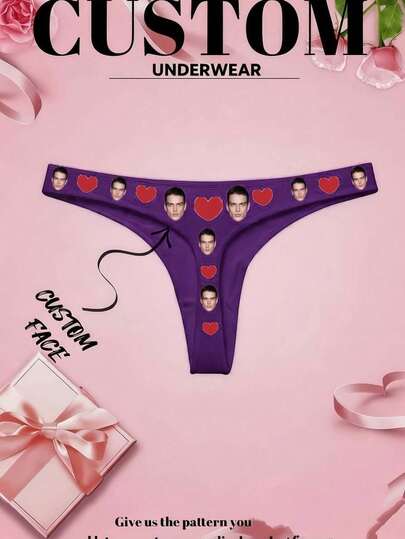 1pc Customizable Women's Thong Panty With Personal Photo, Personalized Underwear, Personalized Wedding Party Gift, Bridal Lingerie, Anniversary Gift, Valentine's Day Gift, Birthday Gift, Wedding Gift