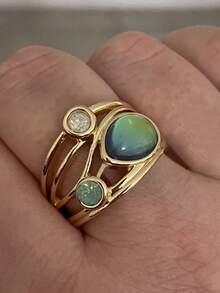 1 Miếng Retro Rộng Nhiều lớp Nhẫn Đối với phụ nữ , Thông thường hàng ngày Phụ kiện - Vàng - Xem 2