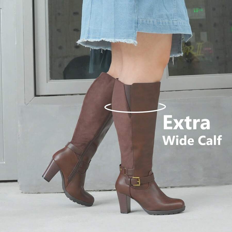 Women Wide Fit Boots & Booties - Brown - View 1