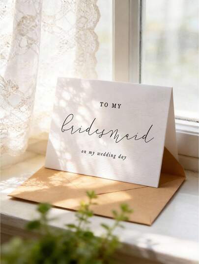 1pc Elegant Bridesmaid/Matron Of Honor Wedding Greeting Card, Heartfelt Wishes, With Envelope, Suitable For Spring, Wedding, Engagement, Valentine's Day, Birthday And Anniversary Celebrations, Great Gift For Friends And Sisters, Wedding Celebration