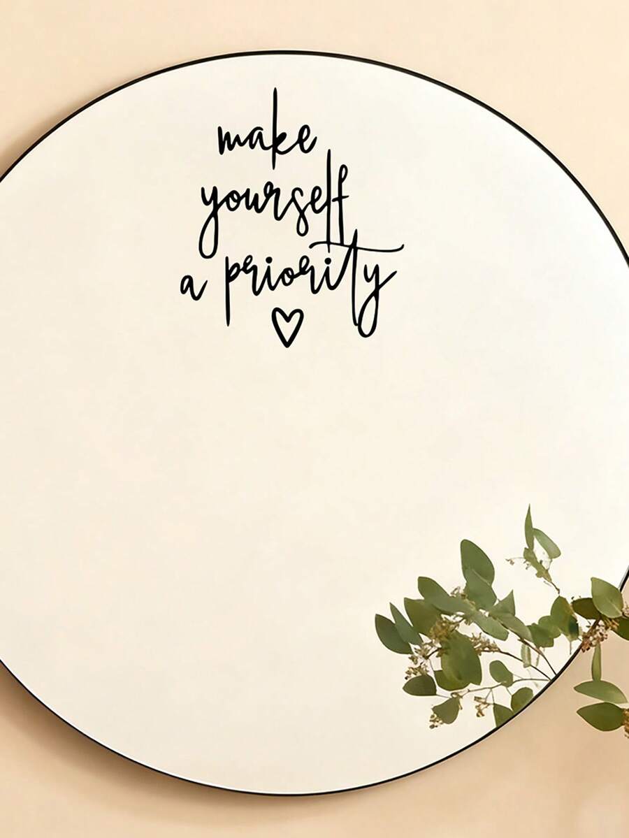 1件裝「Put Yourself First」鏡面貼紙－防水乙烯基貼紙，適用於梳妝台、浴室、臥室，勵志居家裝飾