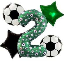 5pcs Soccer Theme Birthday Balloon Set - 40 Inch Green Number, Soccer Ball & Black Star Foil Balloons, Suitable For Birthday Party, Youth Soccer Celebration, Graduation Ceremony & Sports Party, Soccer Accessories, Sports Events, Home Decor - Indoor & Outdoor Decoration, Soccer Party, Decorations, Event Decorations, Sports Enthusiasts - Football Version - View 7