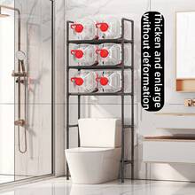1pc Bathroom Toilet Storage Rack, Floor-Standing Multi-Layer New Metal Toilet Shelf, Drill-Free, Black/White, Sturdy Steel Pipe Material, Plastic Interface - Multicolor - View 3