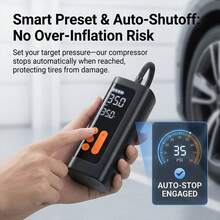 Tire Inflator Portable Air Compressor, 150 PSI Cordless Smart Air Pump With LED Light & Digital Pressure Gauge, Built-In 7.4V 1500MAH. Includes Multiple Inflation Accessories. Suitable For Cars/Motorcycles/Balls/Air Mattresses. - Black - View 3