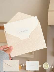 5套纹理信封卡片套装，包括：烟蓝色婚礼/派对邀请函、青柠绿节日贺卡和邀请函、复古粉色贺卡和情书、米色文具套装、浪漫手写便笺卡和邀请函 - 暈染 - 查看 18