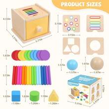 Montessori Toys For 1+ Year Old 4 In 1 Object Permanence Coin Box Ball Drop Color Sorting Sensory Fine Motor Skills Toys Shape Sorter For Toddlers 1-3 Gifts For 1 2 3 Year Old Girls Boys - As Pic - View 4