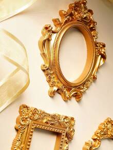 1/2/8/12pcs Vintage European Style Gold Resin Embossed Mini Photo Frame, Suitable For Wallpaper, Decorative Hanging Paintings, Valentine's Day Painting, Decorative Photo Frames And Stands, Back To School, Party Holidays, Angel Oval Small Photo Frames, Photography Props, Nordic Ins Style Accessories, Photography Decor, Photography Props - Gold - View 5
