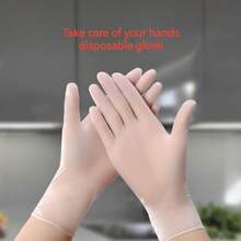 Guantes transparentes desechables de PVC, adecuados para cocinar, preparar alimentos, hornear, limpiar, cuidado de la salud, masajes, uso en salones de belleza, delgados y sin polvo - Multicolor - Ver 11