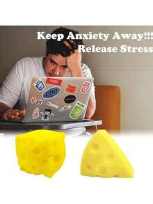 Squeeze Cheese - Extra Large Soft Squeezable Cheese Blocks | Gurgle Gift, Adult Fun Cheese | Giant Stress Relief Ball | Adult Sensory Stress Relief Cheese - Sunshine Entertainment - Multicolor - View 8