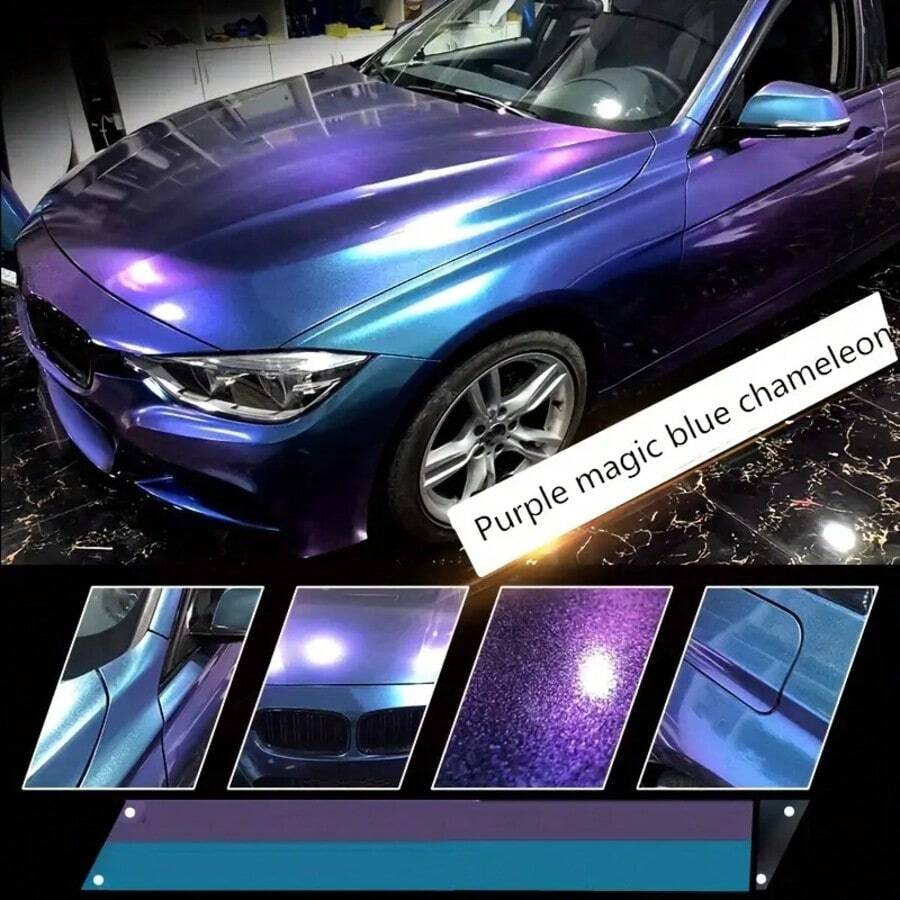 1 cuộn màng vinyl dán đổi màu 50cm*300cm, màu tím sang xanh dương, hiệu ứng kim cương ba chiều, thích hợp cho ô tô, xe máy, đồ nội thất, trang trí nhà cửa, giấy dán tường, mặt bàn, nâng cấp ngoại thất đa chức năng | Màng dán thời trang | Màng dán cầu vồng cho xe hơi, phụ kiện ô tô