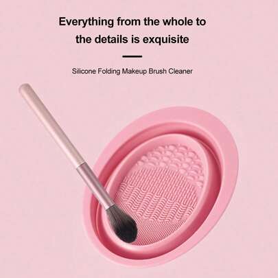 1pc Silicone Folding Dish Washing Pad, Makeup Brush Cleaner Mat, Beauty Sponge Cleaning Tool