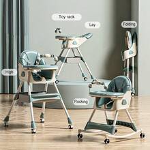 Multifunctional Baby Chair, Can Be Used As A Rocking Chair, Foldable Toddler Chair, Adjustable Height, Easy To Clean, Baby Feeding Chair - Green - View 11