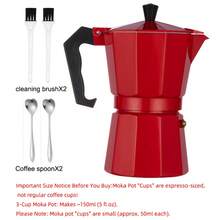 Red Moka Pot 3/6 Cup - Italian Stovetop Espresso Maker For Gas & Electric, Classic Coffee Maker With Safety Valve, Vintage Style Coffee Brewer For Perfect Mocha Latte Cappuccino At Home, Office, Camping Or As Gift For Coffee Lovers - Red - View 8