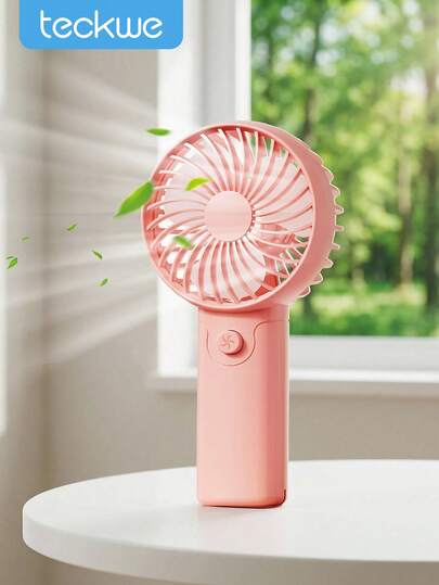 Teckwe Portable Fan Handheld Fan Personal Battery Operated Fan Electric Mini Fan For Stylish Women Girls Makeup Office Travel Camping Indoor Outdoor Back To School Holiday Vacation Summer Essentials, Pink