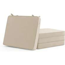 Outdoor Chair Cushions Set Of 4: Waterproof Fade Resistant Cushion Patio Furniture - Pads With Ties And Hidden Zipper - Patio Chair Cushion Beige - 18.5x16x2 吋 | 4 件裝 + 米色 - 查看 1