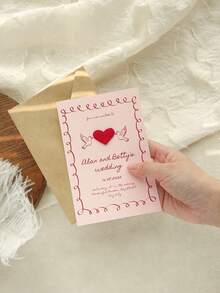 1/5/10/20 chiếc Thẻ mời thêu hình trái tim cá nhân hóa với nơ của thần Cupid và chim uyên ương, thiết kế chim lãng mạn phù hợp cho đám cưới, kỷ niệm và sinh nhật, phong cách cặp đôi thẩm mỹ theo phong cách Cupid. - Phong cách trái tim - Xem 8