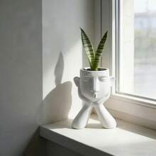 Maceta en forma de pensador minimalista, maceta suculenta de cabeza abstracta moderna, adecuada para plantas de interior pequeñas, decoración para escritorio y alféizar, linda decoración de oficina en casa, regalo para amantes de las plantas - A - Ver 4