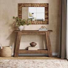 LITTLE TREE 2-Tier Farmhouse Console Table With Storage, 41.3" Wooden Entryway Table, Rustic Narrow Behind Couch For Living Room, Hallway, Foyer,Walnut - Walnut - View 7