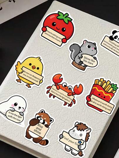 50pcs Motivational Animal Quote Stickers, Suitable For Scrapbooking, Diary, Computer, Phone Case, Luggage, Guitar, Skateboard, Decoration, Holiday & Back To School Gifts